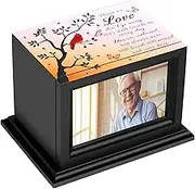 Cremation Urn for Human Ashes Adult Male Female with Photo Frame, Wooden Picture Frame Urns Box and Casket for Ashes Burial Funeral Holds Up to 200 LBS