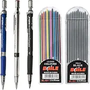 Baile 2mm Mechanical Pencils with Color Lead Refills for Art Sketching Carpenter Draft Drawing Writing Crafting