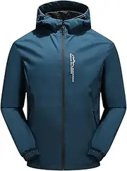 [CRNTCEM] Waterproof Hoodies Jacket for Men Plus Size Spring Fall Outdoor Travel Hiking Jacket Packable Rain Softshell Raincoat