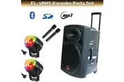 E-Lektron EL38-MS 15-inch Portable Speaker Light Party Set w/ Battery Bluetooth Sound System 2 Microphone 2 Disco Light