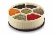 Plastic Woven Masala Dabba Box - 7 Sections, 1000ml, Assorted Color Pack of 1 KU