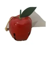 Apple Bell Ornament Shiny Metal with Golden String to Hang and Bell to Ring