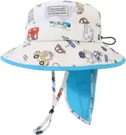 Baby Sun Hat Toddler Summer Bucket Hat Wide Brim Beach Hat with Chin Strap UP...