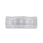 14k White Gold Round Diamond Wedding Cross Band Ring 1/4 Cttw