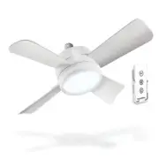 4 Blade White Socket Fanlight LED Bulb Remote 3 Speed Portable Garage Utility