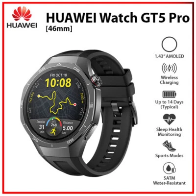 Huawei Watch GT 5 Pro 46mm BLACK 1.43" AMOLED Bluetooth iOS Android Smartwatch