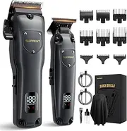 SUPRENT Hair Clippers for Men Professional, USB-C Rechargeable Cordless Clippers for Hair Cutting, Mens Hair Clippers and Trimmer Kit for Barber with LED Display for Barbers & Home Use (Black)