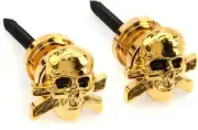 Grover GP610G Skull Strap Button Set - Gold (3-pack) Bundle