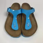 Birkenstock New w/ Box Gizeh Patent Sky Blue Birko Flor Patent Reg Select Size