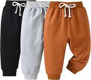 [Derouetkia] Baby Boy Trousers Unisex Harem Pants for Toddler Boys Pack of 3