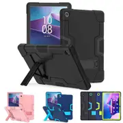 For Lenovo Tab M11 Hybrid Fancy Shockproof Heavy Duty Kickstand Case Cover (Black)
