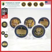 5 Gold Plated Challenge Coins Featuring Donald Trump - Collector's Gift Set