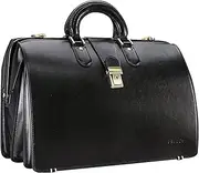 [Banuce] Lawyer Briefcase for Men Leather Doctor Bag 15.6 Inch Attorney Briefcase Attache Case Hard with Lock, Black, One Size, Doctor Bag and Lawyer Briefcase for Men