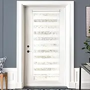 LazBlinds Cordless French Door Blinds, No Drill Roll Up Zebra Blinds for Doors, Light Control Day and Night Sheer Shades for Front Door Patio Sidelight Glass Door, 26.8'' W x 70'' L, White