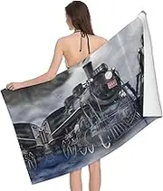 JBYJBX Steam Train Clouds Print Beach Towel Quick Dry Sandproof Microfiber Beach Bath Towel for Travel Pool Camping