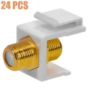 24 Pcs F Type Keystone Jack Coax Coaxial Cable Coupler Snap In Insert White
