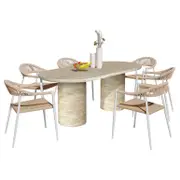 Tierre Table and 6 Nemma Chairs Outdoor Dining Set - Beige