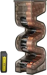Kiwifotos 27 AA Battery Case Holder with Tester, Battery Ladder Organizer Dispenser for Kitchens, Home Offices, Pegboard Wall Mount AA Batteries Caddy Storage Rack