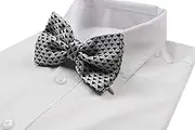 [Zasel] Mens Silver With Black Triangles & Diamonte Patterned Bow Tie Silver, Black
