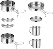 WOONEKY Large Capacity Picnic Cookware Kit Stainless Steel Pot Set Outdoor Kitchen Equipment Barbecue Pot Utensils Set