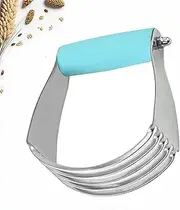 Multi-Purpose Dough Blender Mixer - Upgraded Pastry Blender Heavy Duty Pastry Cutter/Stainless Steel Bladed Dough Blender and Cutter with Grip Handle for Pasta Pie Crust Cake (Blue)