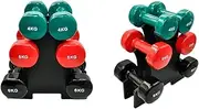 3 Pairs PVC Dumbbell Set Weight - 4kg + 5kg + 6kg - Total 30kg With 1 Free Rack