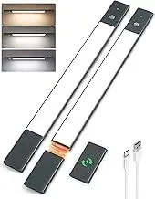 EZVALO Under Cabinet Lights Closet Lights,48 LED Motion Sensor Light Indoor 5000K Wireless Rechargeable with Detachable Battery,Night Light for Kitchen,Stairs,Hallway,Pantry(2 Pack)