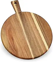 Acacia Wood Cutting Board and Chopping Board with Handle for Meat, Cheese Board, Vegetables, Bread, and Charcuterie - Decorative Wooden Serving Board for Kitchen and Dining Room, Large 17" x 13"