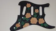 Leather pickguard Fender Stratocaster hand tooled and dyed harmony of roses C
