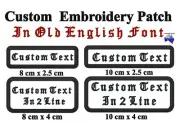 Custom Embroidery Patch Stripes Badge Iron On Or Hook Loop ( OLD ENGLISH FONT...