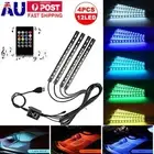 12V 12LED RGB Car Interior LED Strip Lights Wireless With Remote Control Music