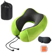 Catzon Travel Neck Pillow Premium Memory Foam for Airplane Car Office-Fruit Green