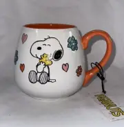 Peanuts SNOOPY & WOODSTOCK Hugging Spring Mug 20oz Cup Flowers Coral NEW 4”