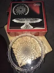 Opera RCR Royal Rock Lead Crystal Cake Stand Platter NIB Vintage from 1980s