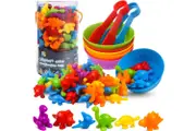 Color Sorting and Counting Dinosaur Toys, Montessori Sensory Play Educational Game for Preschoolers Ages 3-5