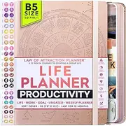 Freedom Mastery Law of Attraction Life Planner - Weekly Planner to Increase Productivity & Happiness - Weekly Planner, Organizer & Gratitude Journal (Undated, Rose Gold)+ Gift Box + Bonus Planner Stickers