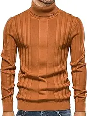 [Qolkmuiy-GJ] Men's Slim Fit Turtleneck Sweater Knitted Solid Pullover Sweaters Casual Stretch Twisted Knit Sweatshirt