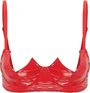 [Oyolan] Womens Underwire Push Up Shelf Bra Exposed Cup Demi Balconette Unlined Bra Crop Top