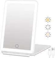 Travel Makeup Vanity Mirror 72 Led Lights Dimmable Touch Screen Rechargeable