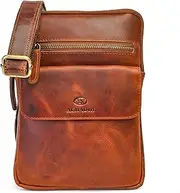 ALMADIH Modern Small Leather Shoulder Bag Men's for Tablet & iPad - RICK Brown Vintage - Compact Leather Bag for Travel & Everyday Messenger Shoulder Bag Leisure Bag Tablet Men's Bag
