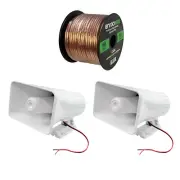 2x Pyle PHSP5 8'' 65 Watts 8 Ohms Indoor/Outdoor PA Horn Speaker, Speaker Wire