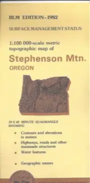 BLM 1:100,000 edition topographic map Stephenson Mountain Oregon