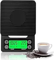 PARTY BESTBUY Coffee Scale with Timer, 3kg/0.1g Kitchen Scale High Precision Pour Over Coffee Scale, Multifunctional Gram Scale, Drip Espresso Scale with Auto Tare with LED Display, 2xAAA Batteries