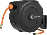 Retractable Air Hose Reel Enclosed with 3/8 In. X 50 Ft Hybrid Hose, Lightweight