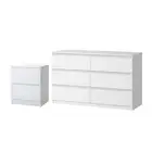 6 Chest of Drawers and Bedside Table Cabinet Bedroom Set White