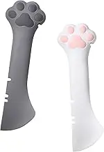 Pet Dog Cat Paw Design Silicone Mini Spatula Spoon Scooping Can Food Opener Lid (1 Gray+1 White Spatula)