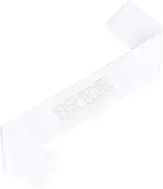 lasuroa Bride Sash, White Bachelorette Sash with Pearls and Rhinestones Bridal Shower Gift for Wedding & Bachelorette Party Decorations Supplies
