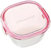 iwaki Heat Resistant Glass Storage Container Pink Square SS 200ml Pack & Microwa