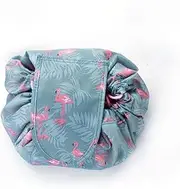 Large Capacity Lazy Makeup Toiletry Bag Drawstring Portable Travel Casual Waterproof Quick Pack Magic Makeup Storage Bag Perfect for Women Girls (Flamingo)