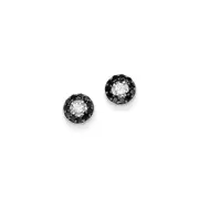 14k White Gold w/ Black and White Real Diamond Post Earrings